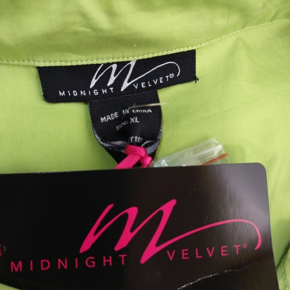 Midnight Velvet Shirt Dress Womens Green Button Up Hi Low Shirt Dress Sz XL NWT - Picture 10 of 11